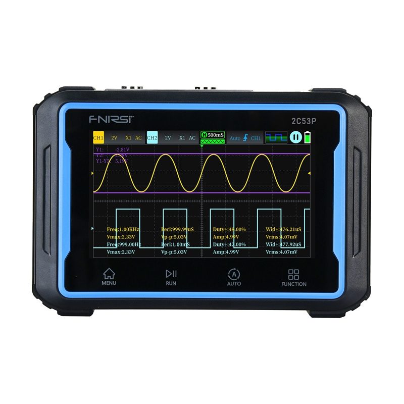 Portable 3-in-1 FNIRSI 2C53P 4.3" touchscreen oscilloscope