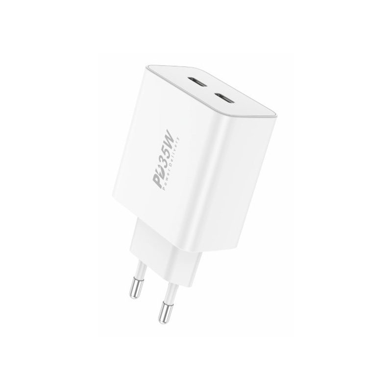 GaN Foneng EU50 charger, 35W 2x USB-C to Type-C to Lightning (white) - Image 2