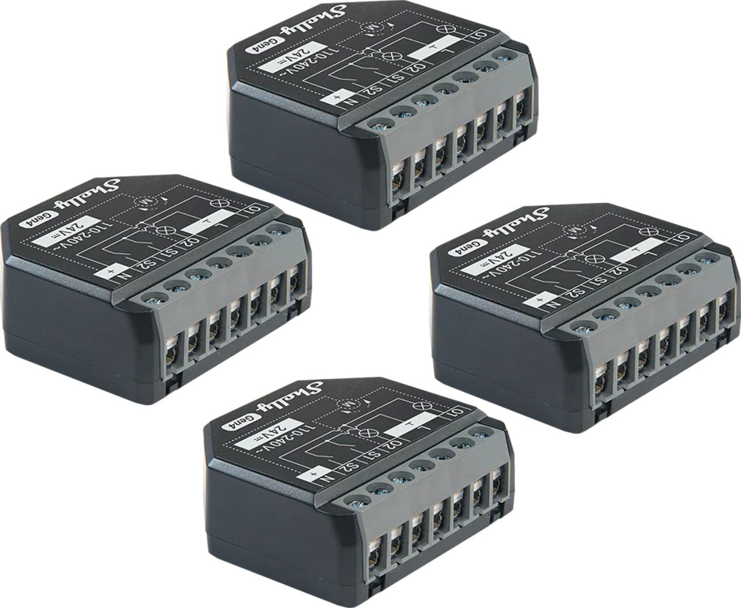 Set of 4 Shelly 2PM Gen4 Zigbee/Matter Controllers